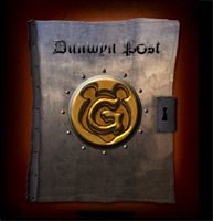 Ein altes Buch mit einem Schlo�, darauf das Gummadoom Logo