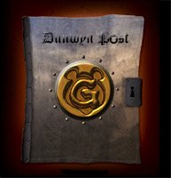 Ein altes Buch mit einem Schlo�, darauf das Gummadoom Logo