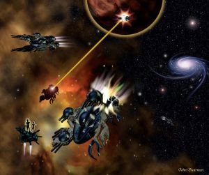 Raumschlacht eine Raumschlachtszene